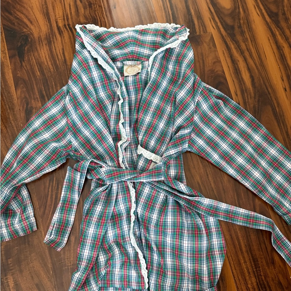 The Beaufort Bonnet Company Plaid Kids PJ dress and Robe Matching Set